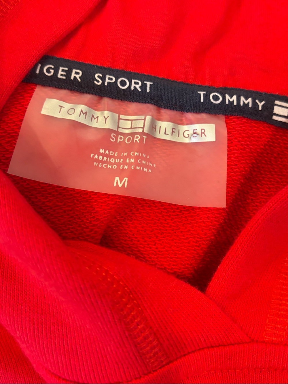 Tommy Hilfiger Red Sleeveless Hoodie with White Side Panels - Picture 3 of 7